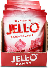 Load image into Gallery viewer, Morris National Inc. JELL-O™ Sour Candy Squares | Sour Cherry | Chewy Sweet and Sour Candy | Sharing Size, 4.5 oz, 12 Single Packs, 4.5 Ounce (Pack of 12)
