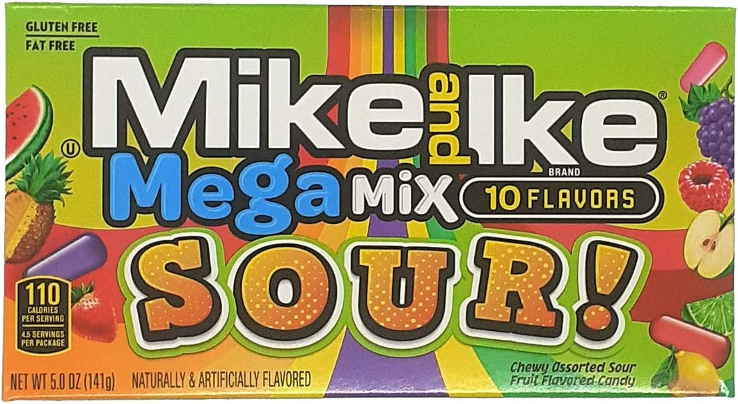 Mega Mix Sour - Mike and IKE - 1 Theater Box - 10 Flavors - Imported Candy - Gluten Free
