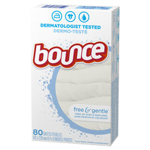 Load image into Gallery viewer, Bounce® Free &amp; Gentle™ Fabric Softener Dryer Sheets 80 count
