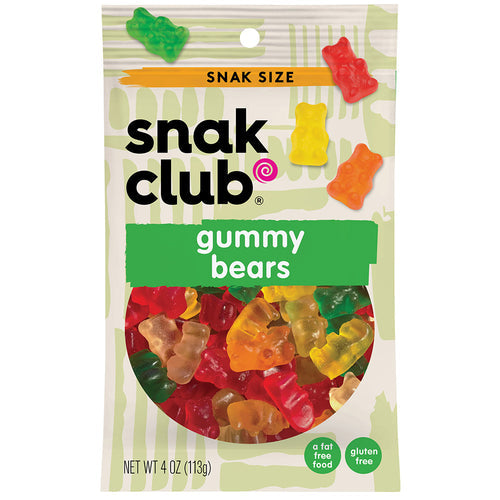 Snak Club Gummy Bears, 4 Ounce Bag, Pack of 12