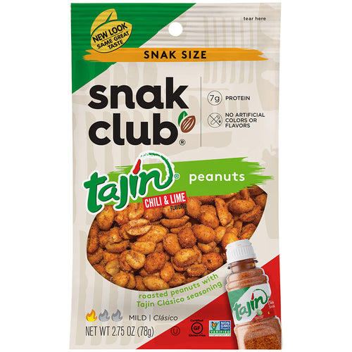 Snak Club Tajin Chile & Lime Classico Peanut, 2.75 Ounce Bag, Pack of 12